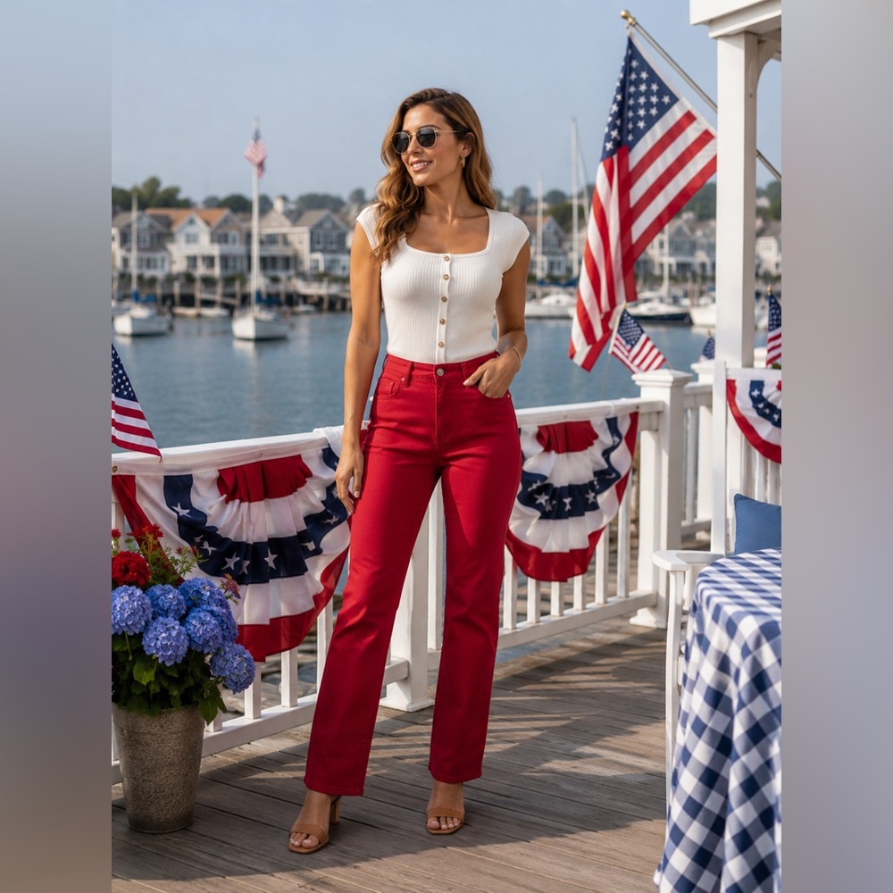 Women's Red Wide-Leg Pants